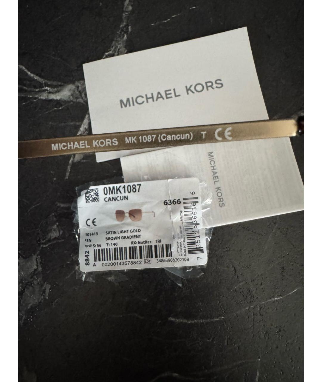 MICHAEL KORS Коричневые металлические солнцезащитные очки, фото 7