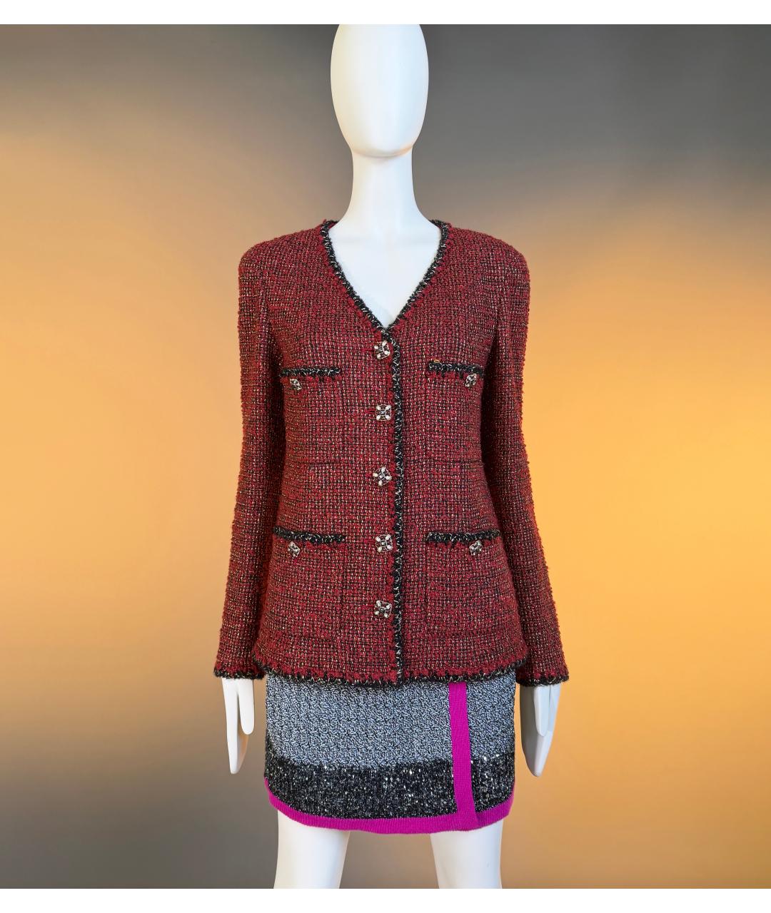 CHANEL Красный твидовый жакет/пиджак, фото 4