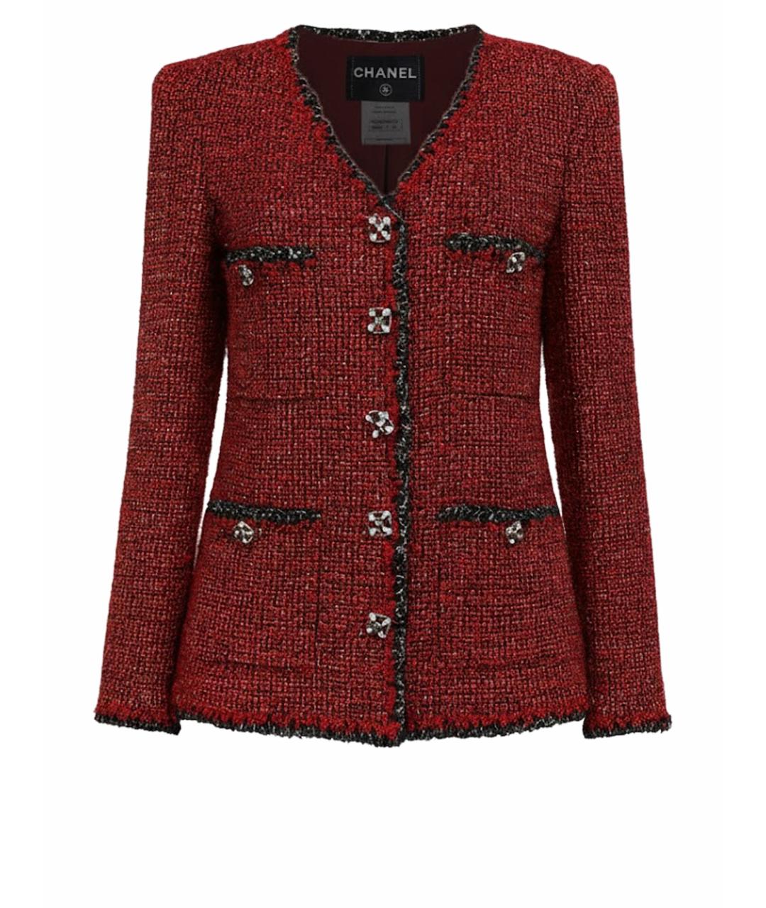 CHANEL Красный твидовый жакет/пиджак, фото 1
