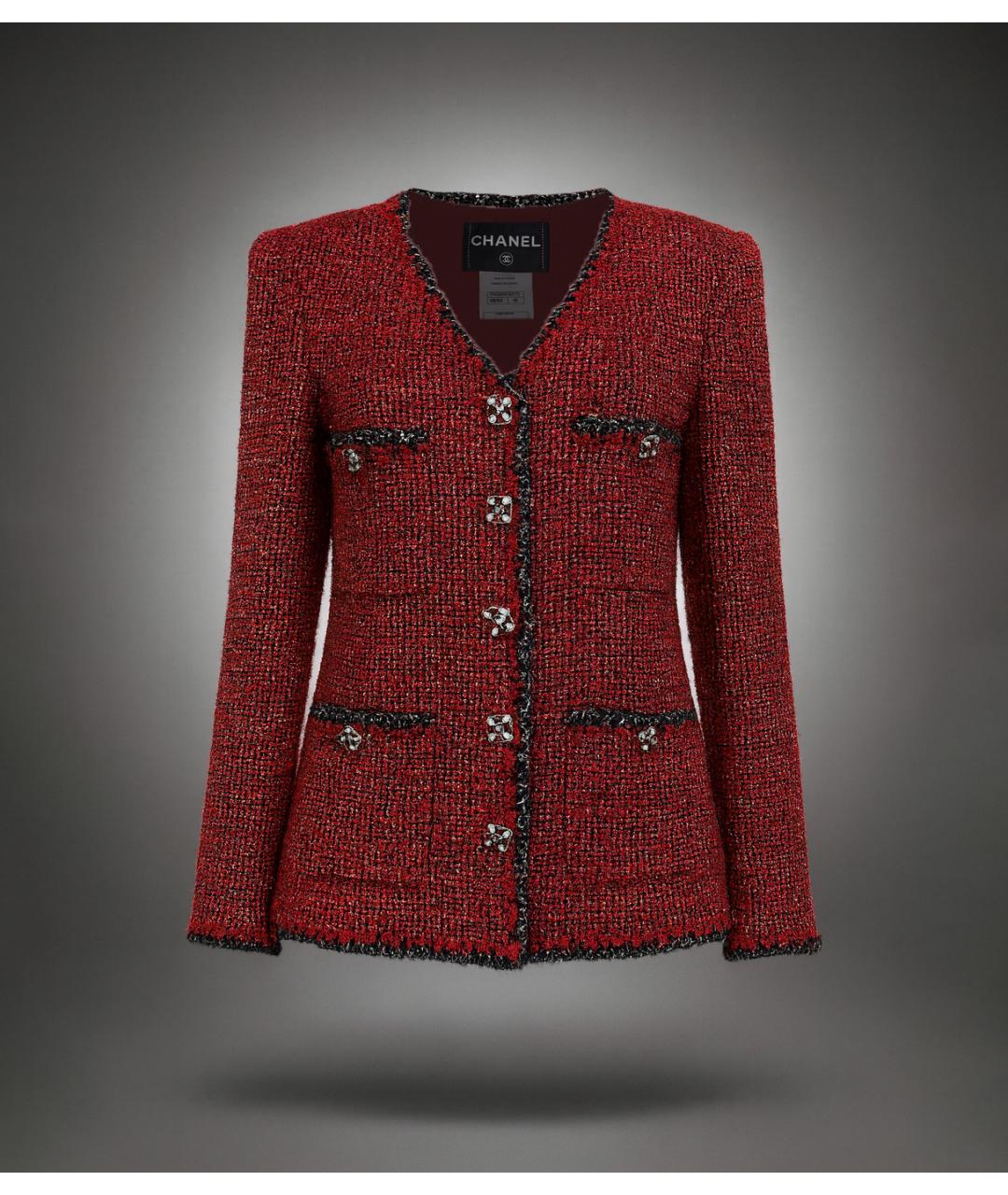 CHANEL Красный твидовый жакет/пиджак, фото 7