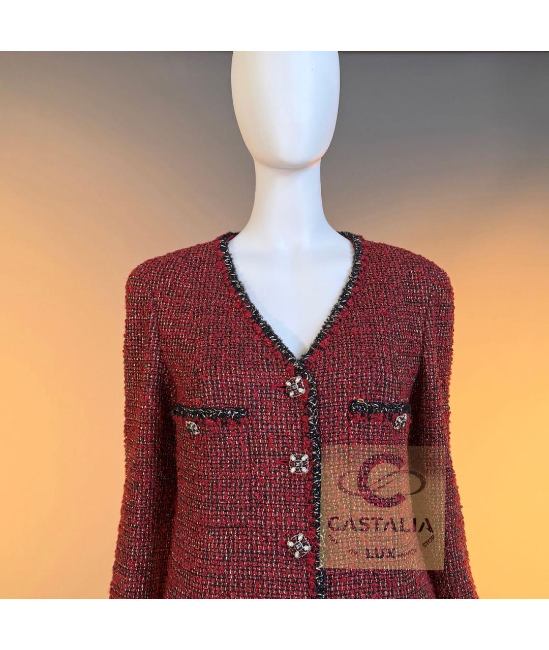 CHANEL Красный твидовый жакет/пиджак, фото 6