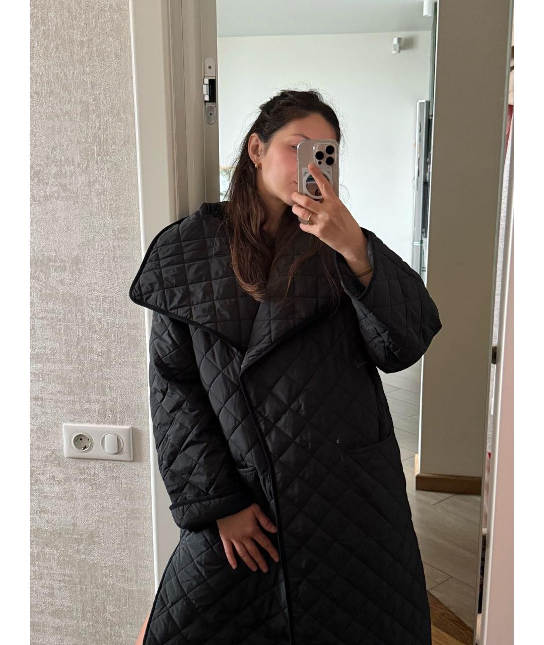 TOTEME Черное полиэстеровое пальто, фото 5