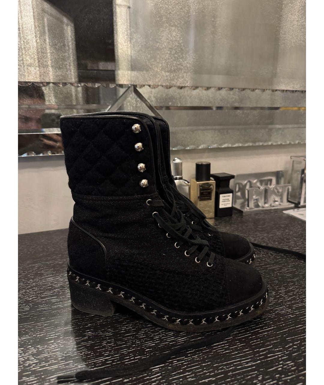 CHANEL Черные замшевые ботинки, фото 4