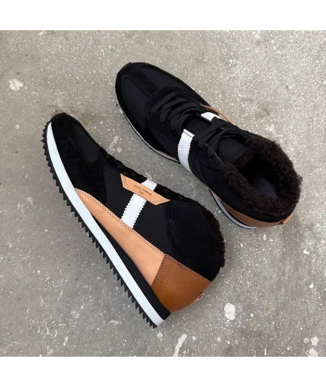 DOLCE&GABBANA Черные кожаные высокие ботинки, фото 4