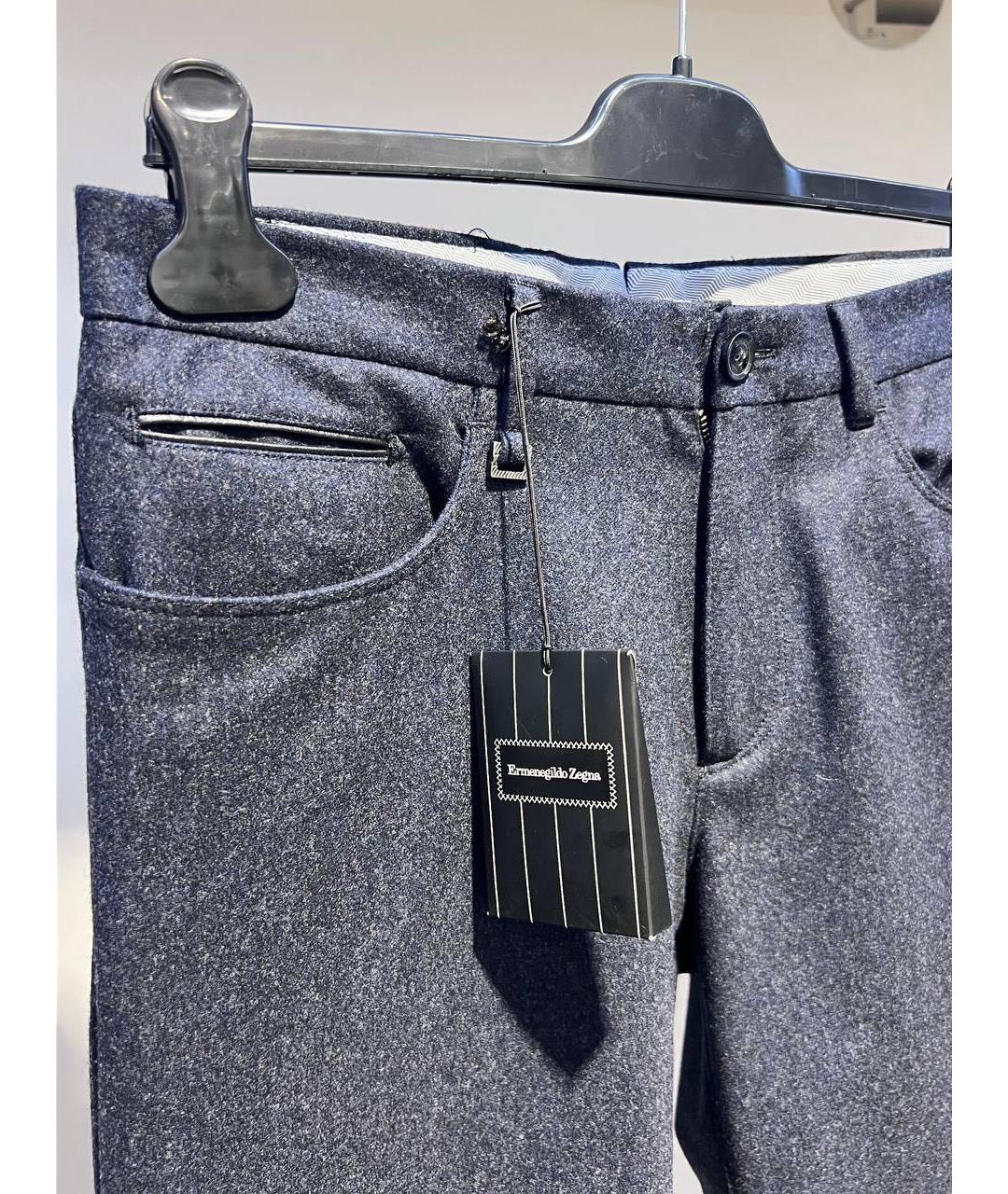 ZZEGNA Черные шерстяные классические брюки, фото 3