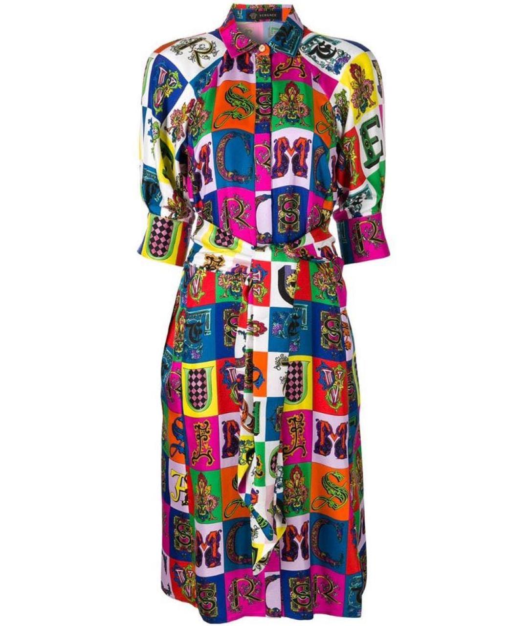 VERSACE Мульти шелковое платье, фото 5
