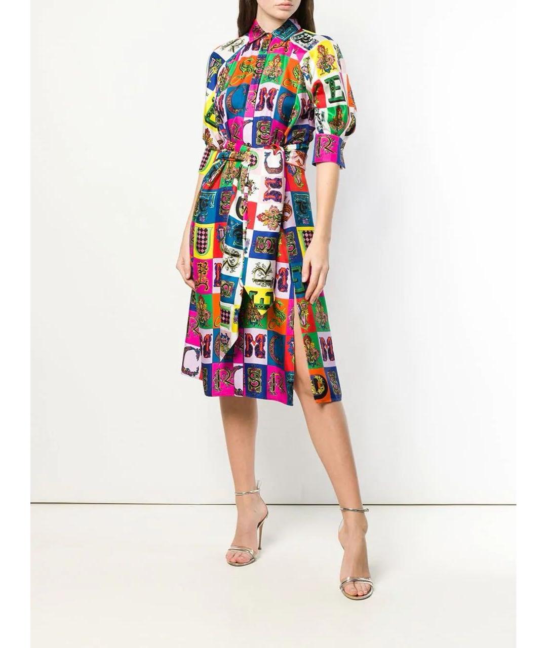VERSACE Мульти шелковое платье, фото 4
