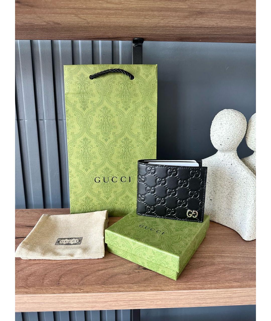 GUCCI Черный кожаный кошелек, фото 3