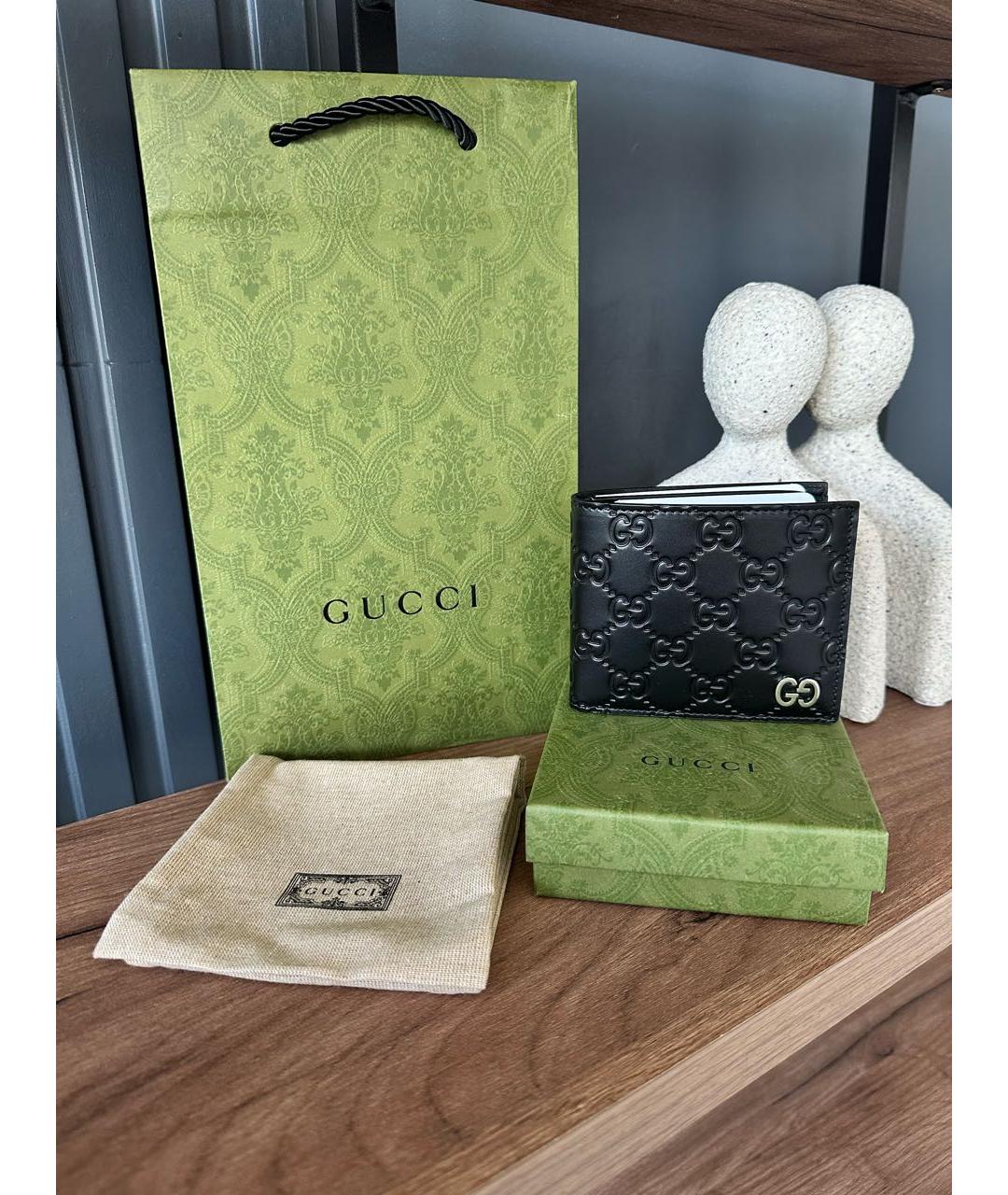 GUCCI Черный кожаный кошелек, фото 2