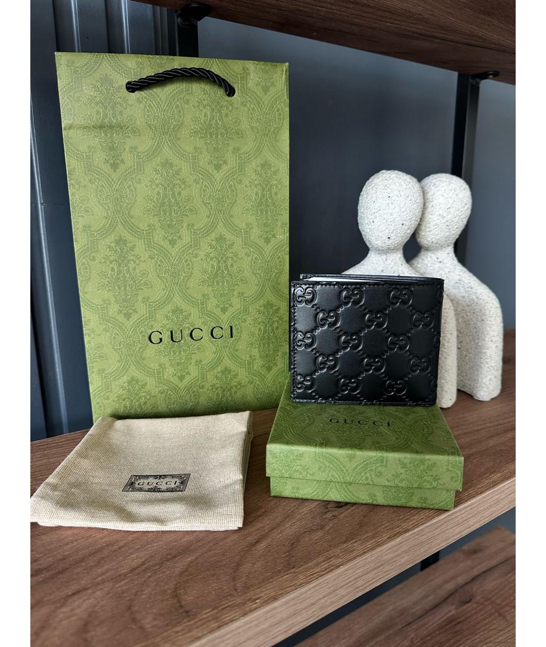 GUCCI Черный кожаный кошелек, фото 5