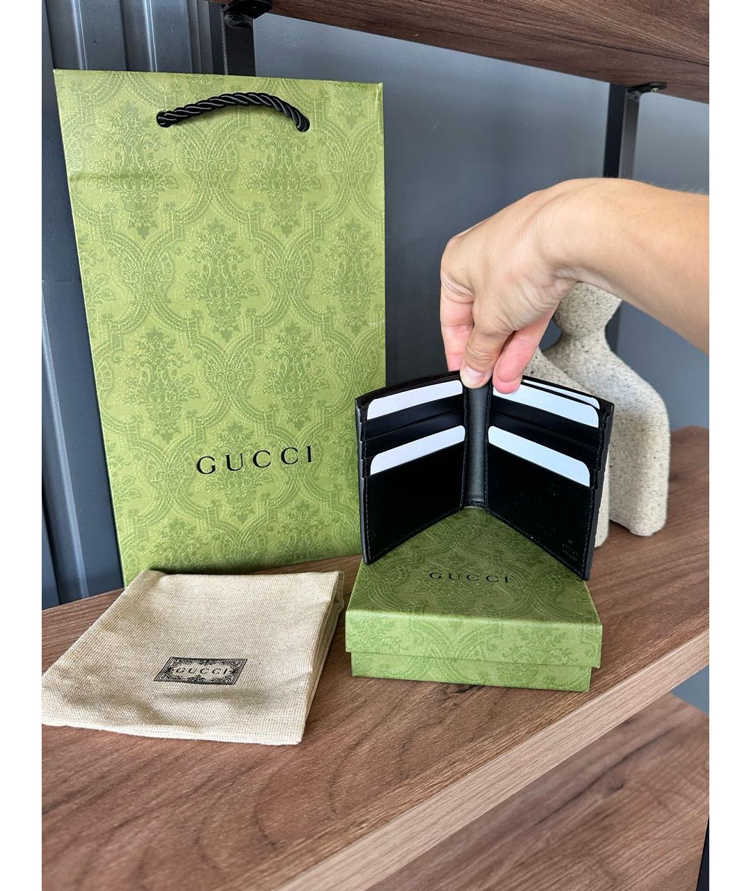 GUCCI Черный кожаный кошелек, фото 4