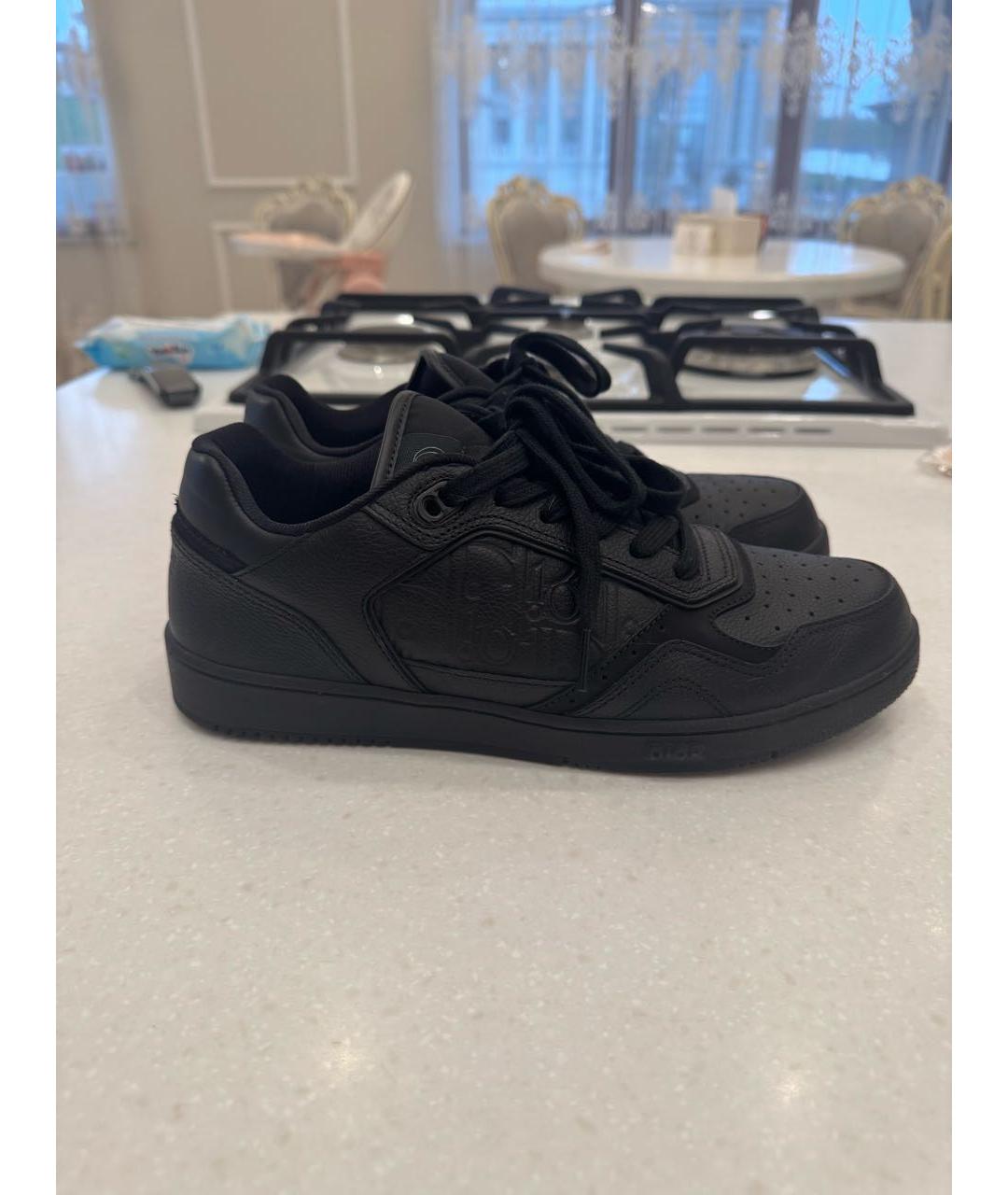 CHRISTIAN DIOR Черные кожаные низкие кроссовки / кеды, фото 3