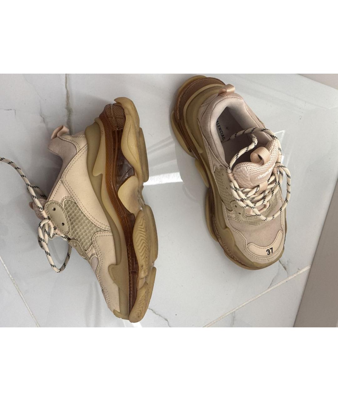 BALENCIAGA Бежевые текстильные кроссовки, фото 5