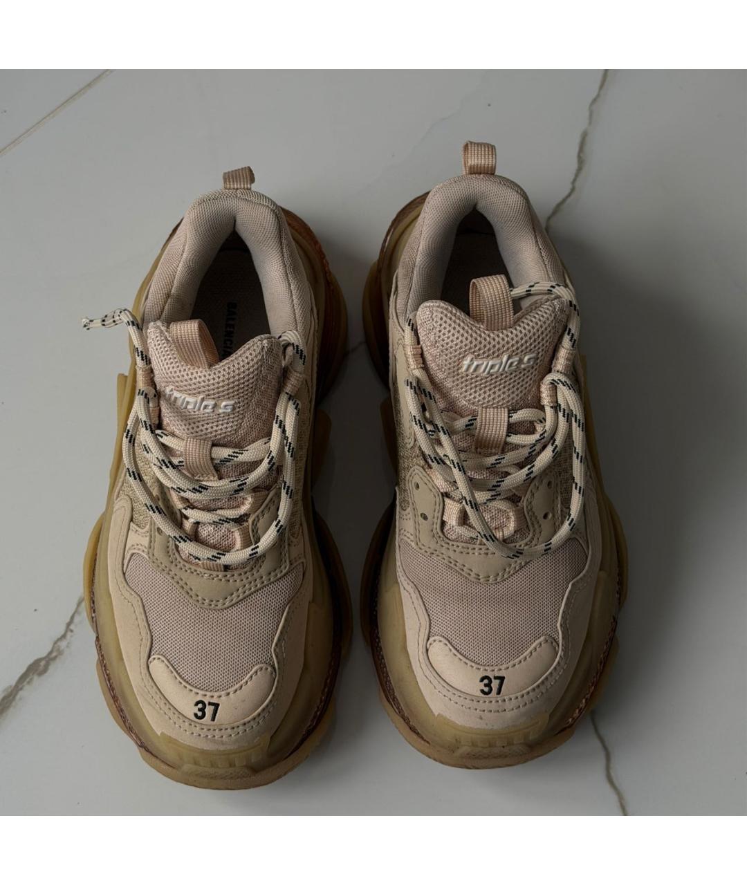 BALENCIAGA Бежевые текстильные кроссовки, фото 4