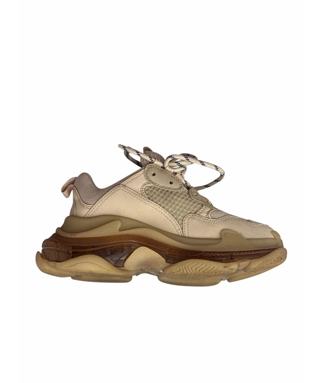 BALENCIAGA Бежевые текстильные кроссовки, фото 1