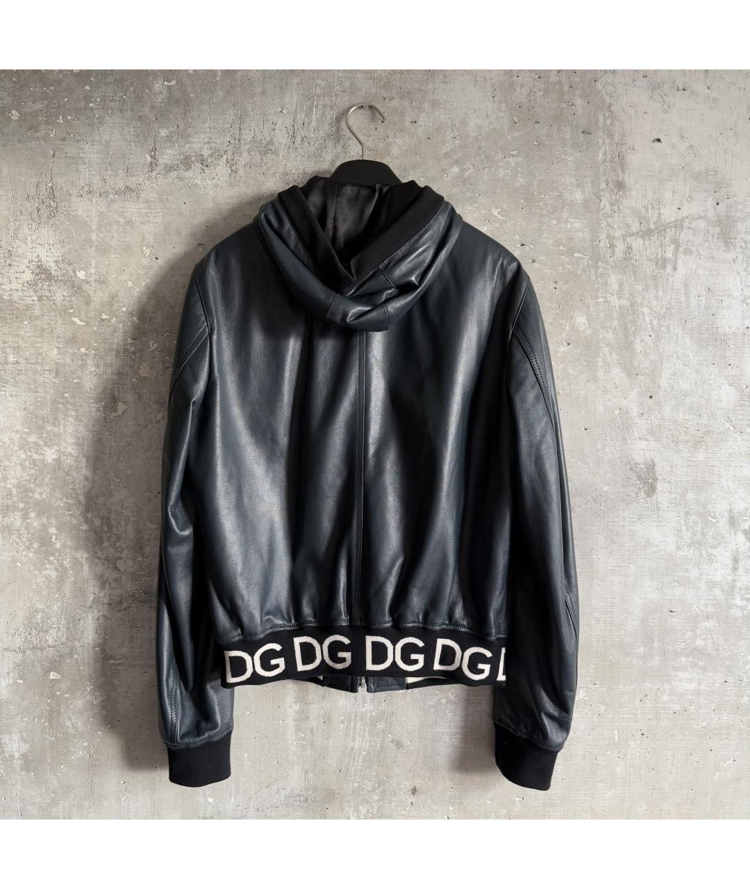 DOLCE&GABBANA Темно-синяя кожаная куртка, фото 2