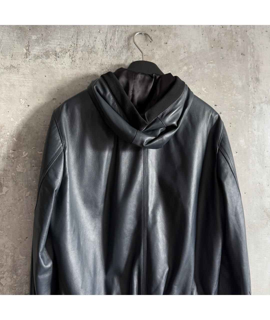 DOLCE&GABBANA Темно-синяя кожаная куртка, фото 3