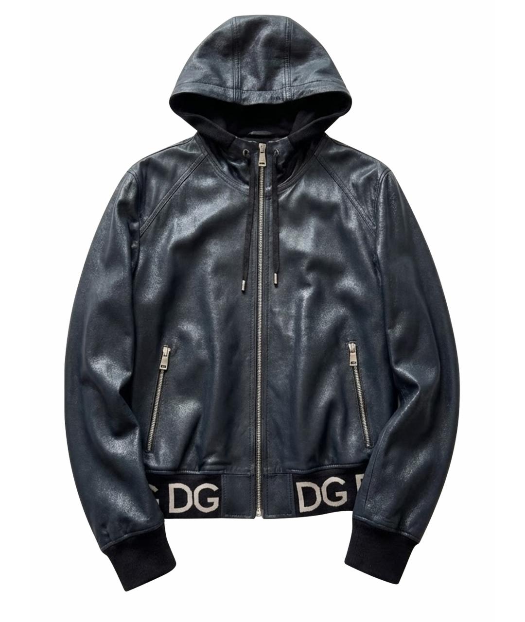 DOLCE&GABBANA Темно-синяя кожаная куртка, фото 1