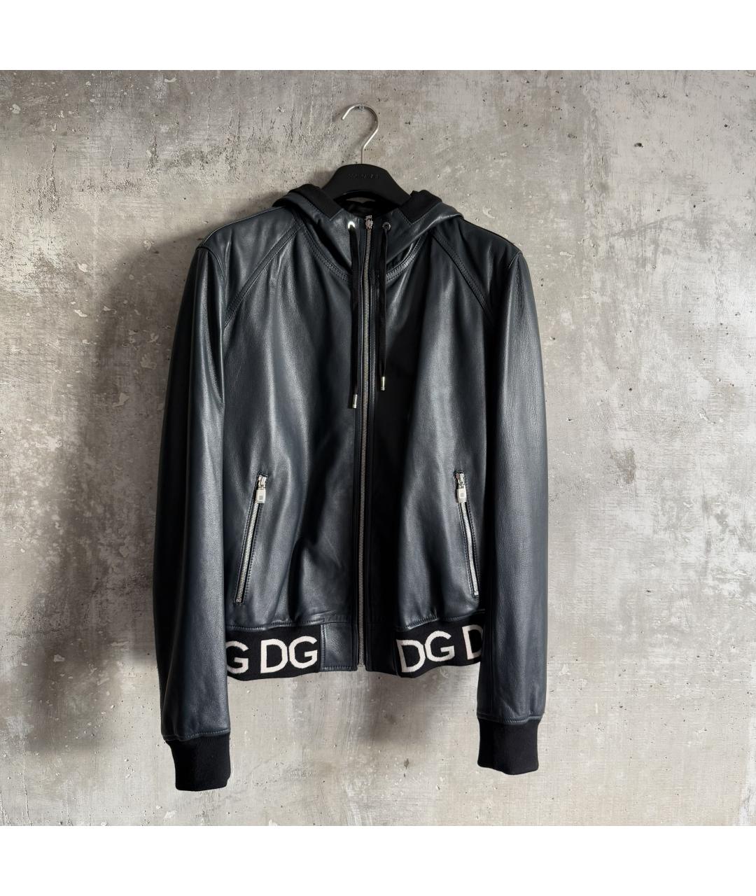 DOLCE&GABBANA Темно-синяя кожаная куртка, фото 10