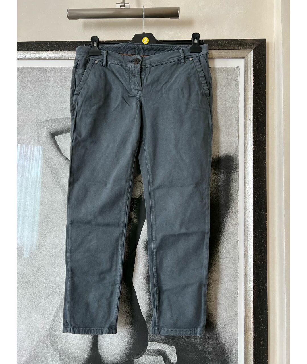 BRUNELLO CUCINELLI Антрацитовые хлопко-кашемировые прямые джинсы, фото 4
