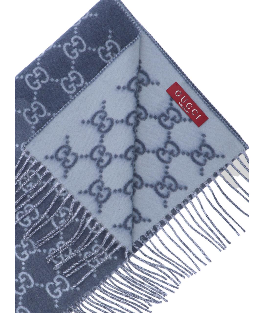 GUCCI Синий кашемировый шарф, фото 3