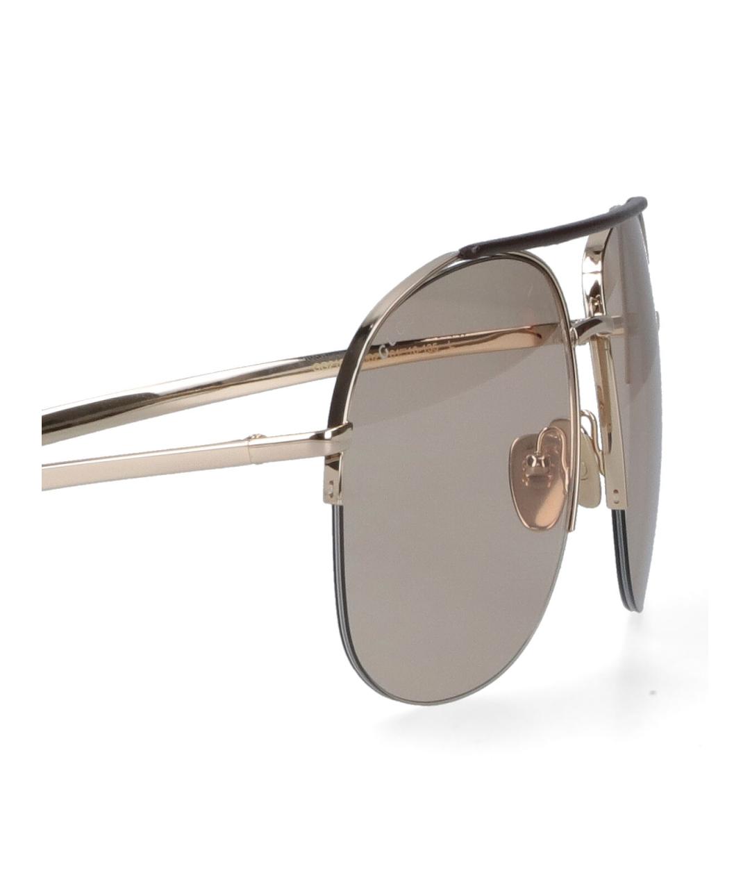 GUCCI Золотые металлические солнцезащитные очки, фото 3