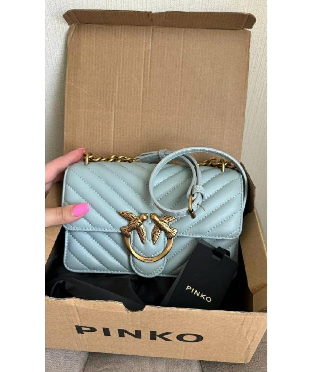 PINKO Голубая кожаная сумка через плечо, фото 6