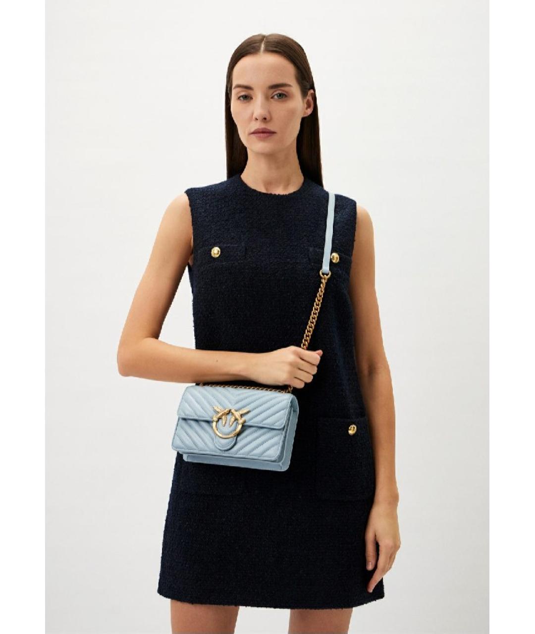 PINKO Голубая кожаная сумка через плечо, фото 5