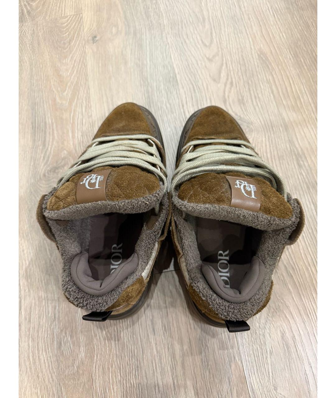 CHRISTIAN DIOR Коричневые замшевые низкие кроссовки / кеды, фото 3