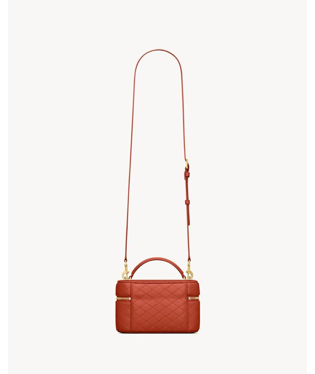 SAINT LAURENT Оранжевая кожаная сумка через плечо, фото 4