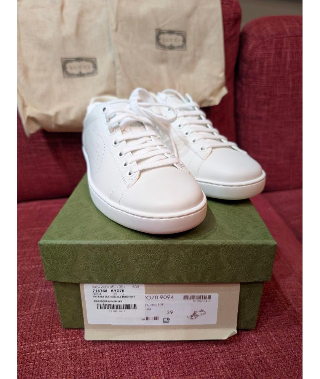 GUCCI Белые кожаные кеды, фото 2