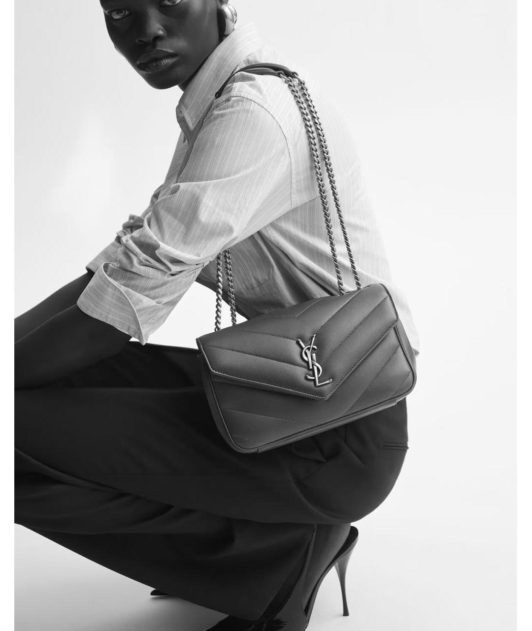 SAINT LAURENT Коричневая кожаная сумка через плечо, фото 2