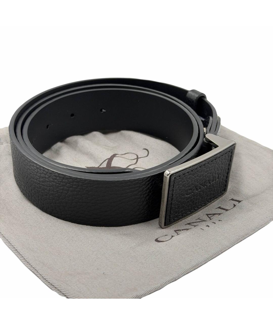 CANALI Черный кожаный ремень, фото 2