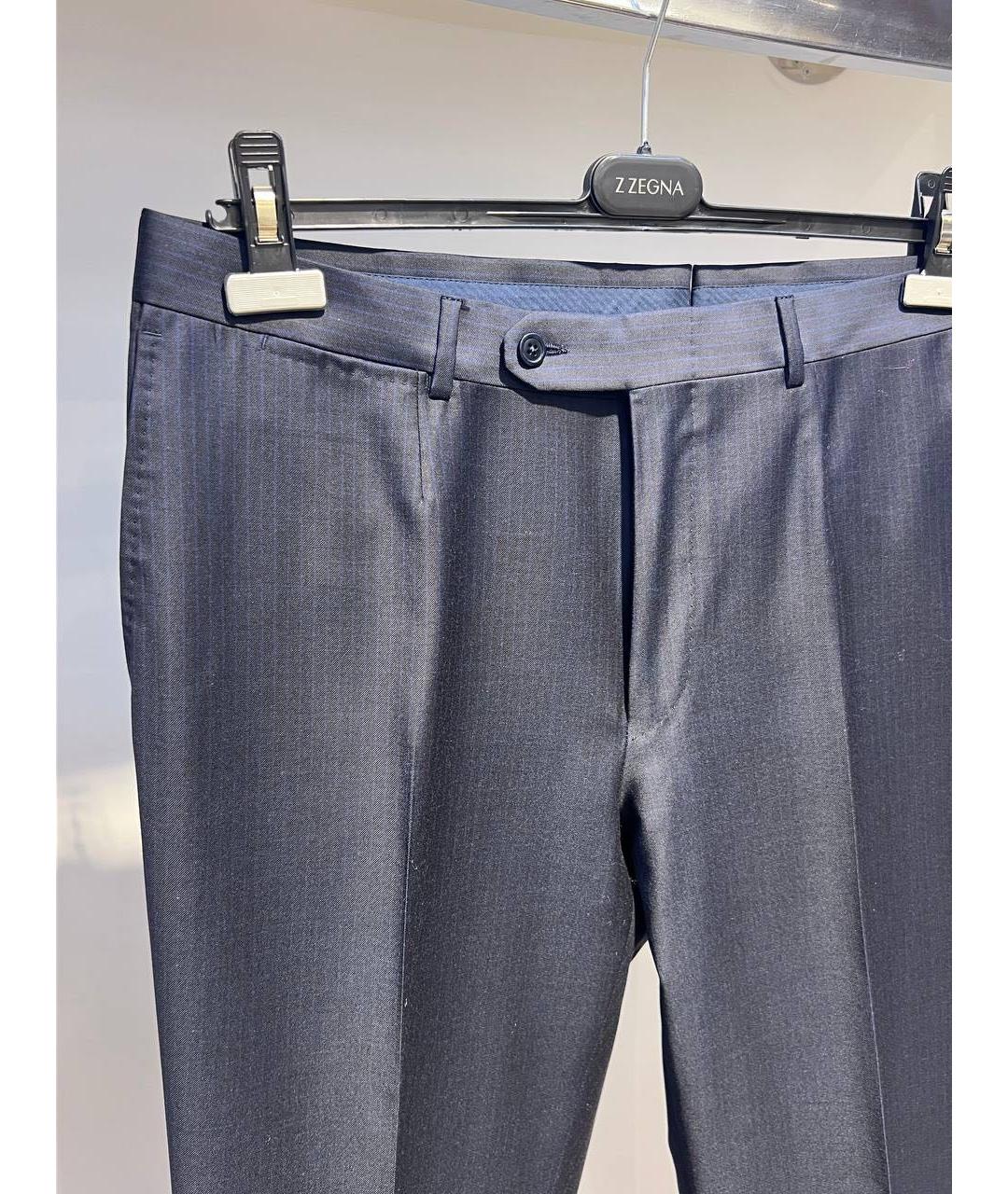 ZZEGNA Черные шерстяные классические брюки, фото 3