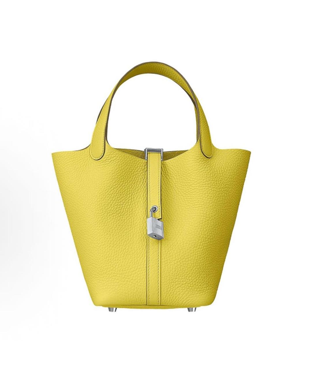 HERMES Желтая кожаная сумка с короткими ручками, фото 6