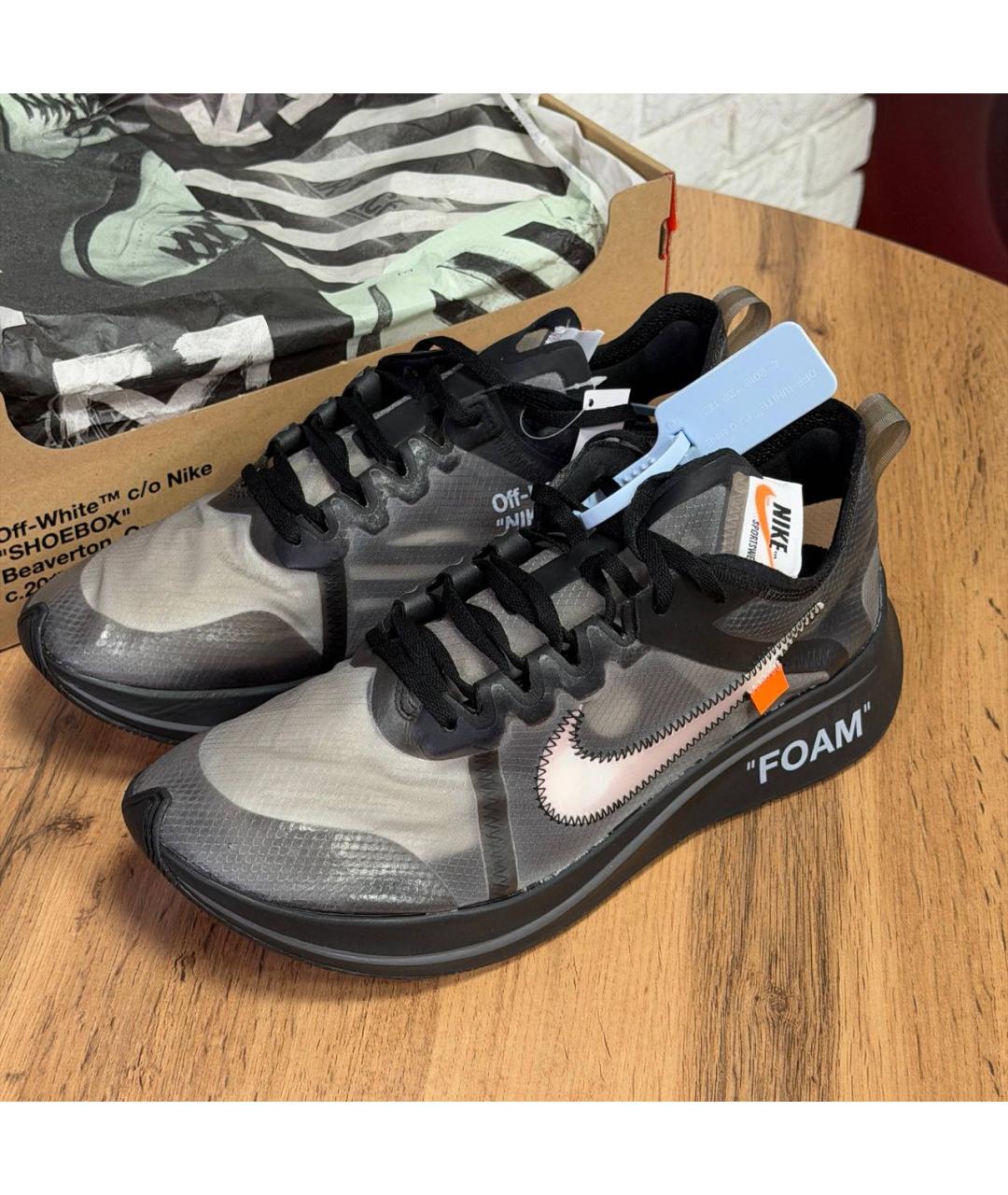 NIKE X OFF-WHITE Серые низкие кроссовки / кеды, фото 6