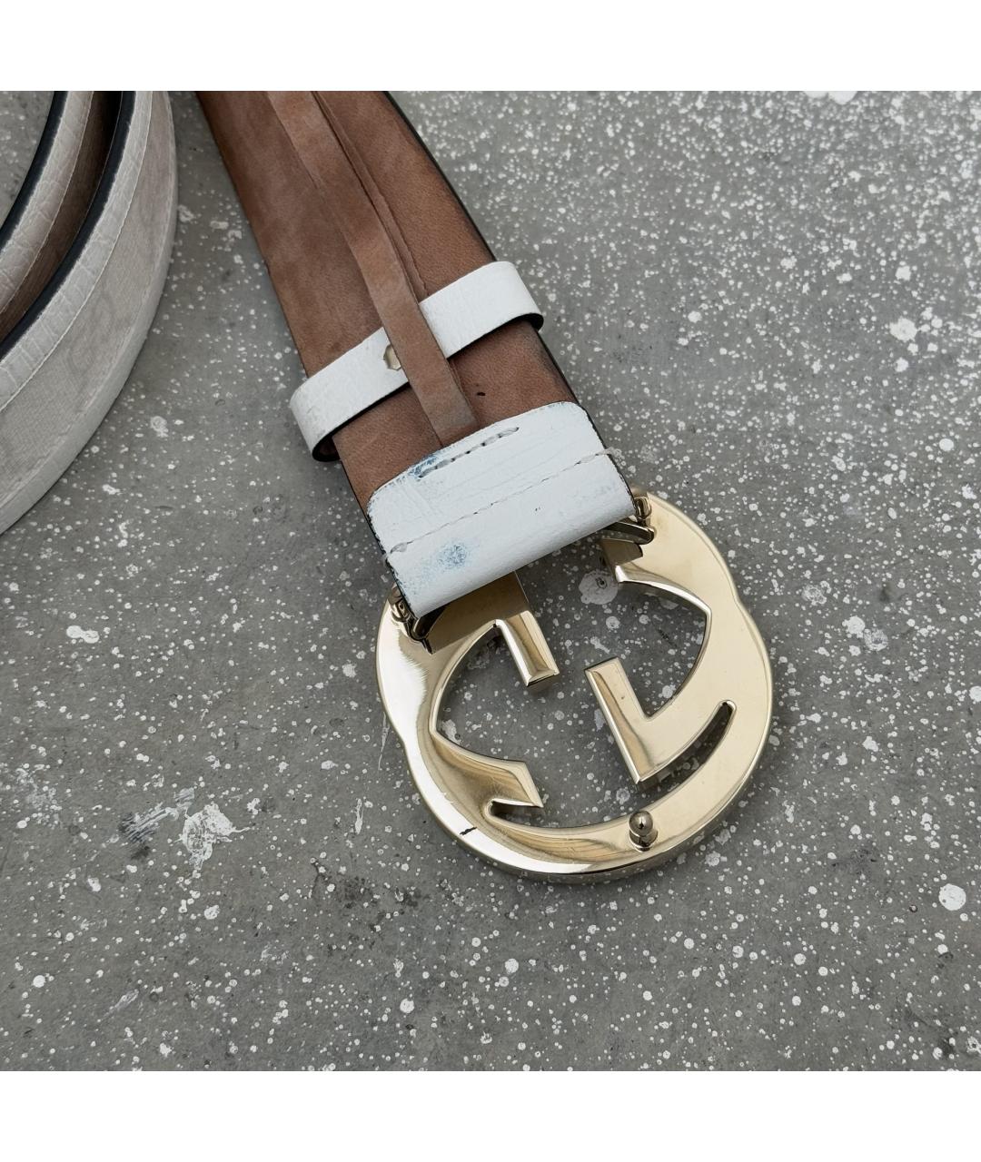 GUCCI Белый кожаный ремень, фото 4