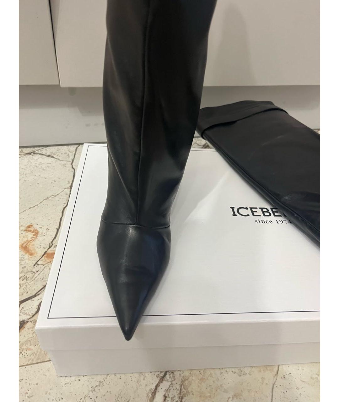 ICEBERG Черные кожаные сапоги, фото 7