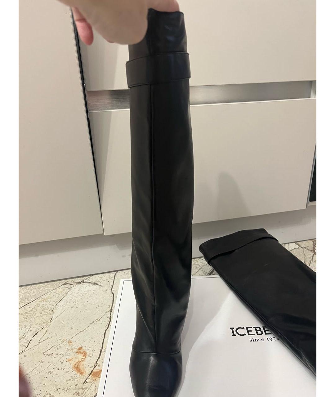 ICEBERG Черные кожаные сапоги, фото 6