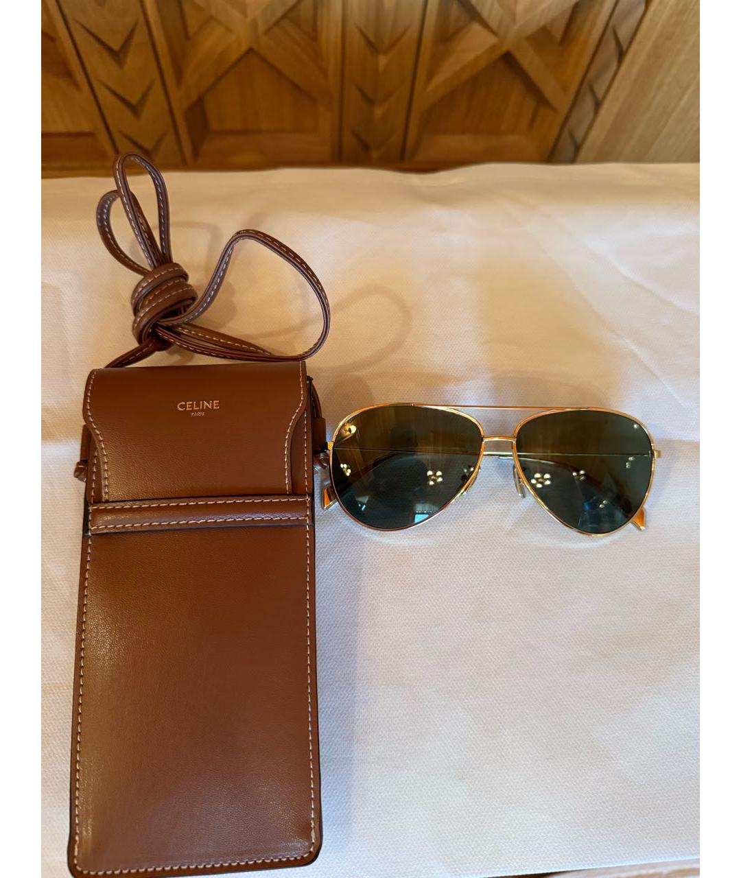 CELINE Коричневые металлические солнцезащитные очки, фото 5