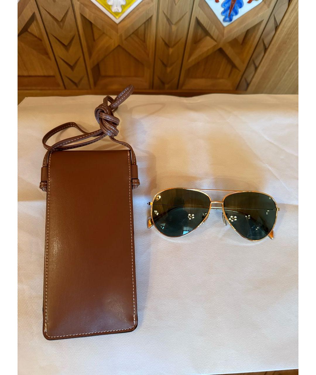 CELINE Коричневые металлические солнцезащитные очки, фото 4