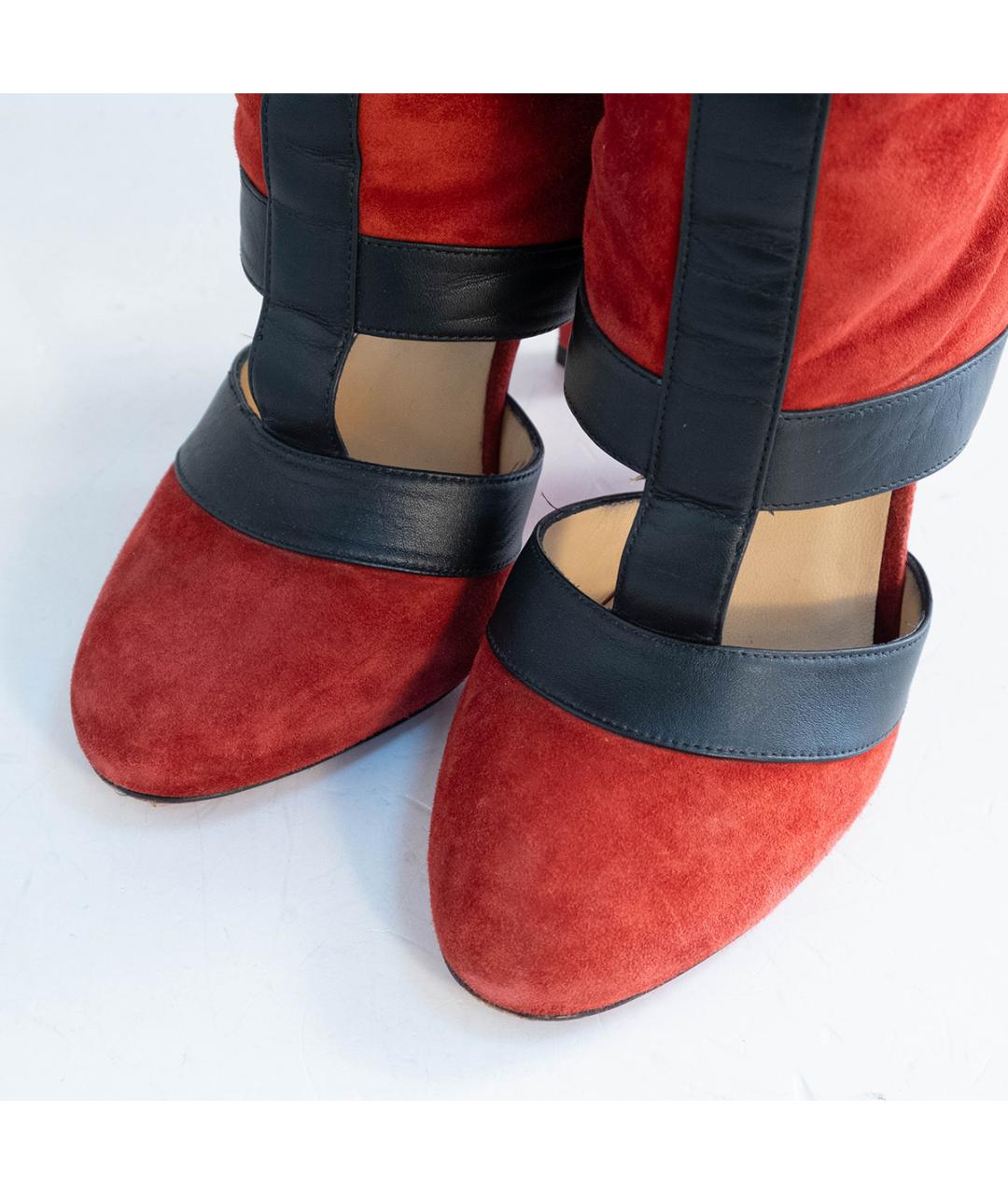 CHRISTIAN LOUBOUTIN Красные замшевые сапоги, фото 3