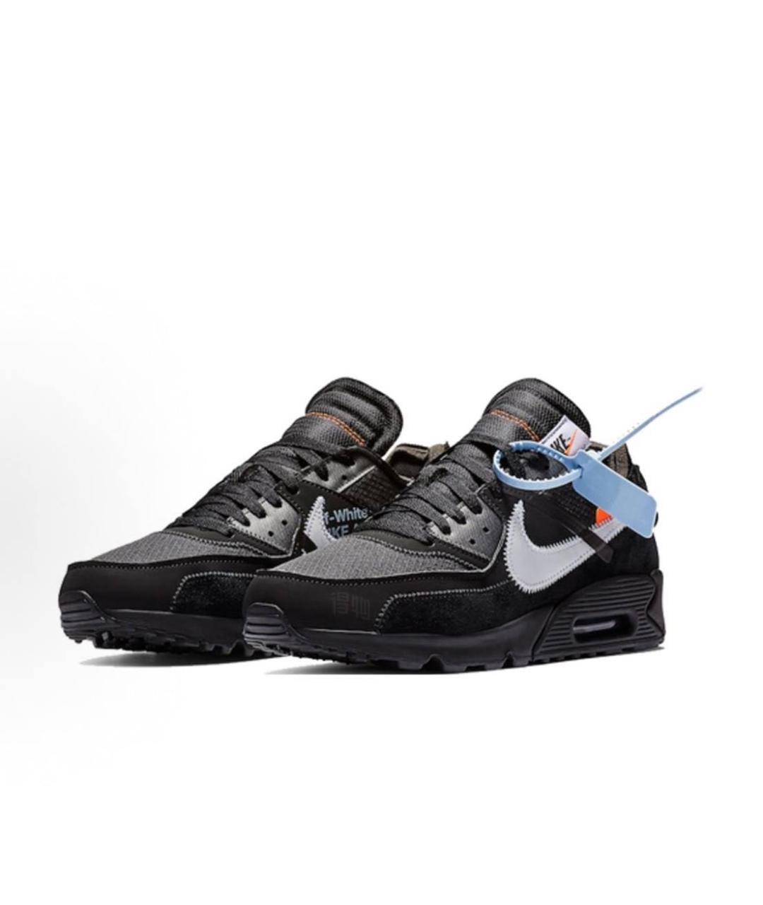 NIKE X OFF-WHITE Черные кожаные низкие кроссовки / кеды, фото 3