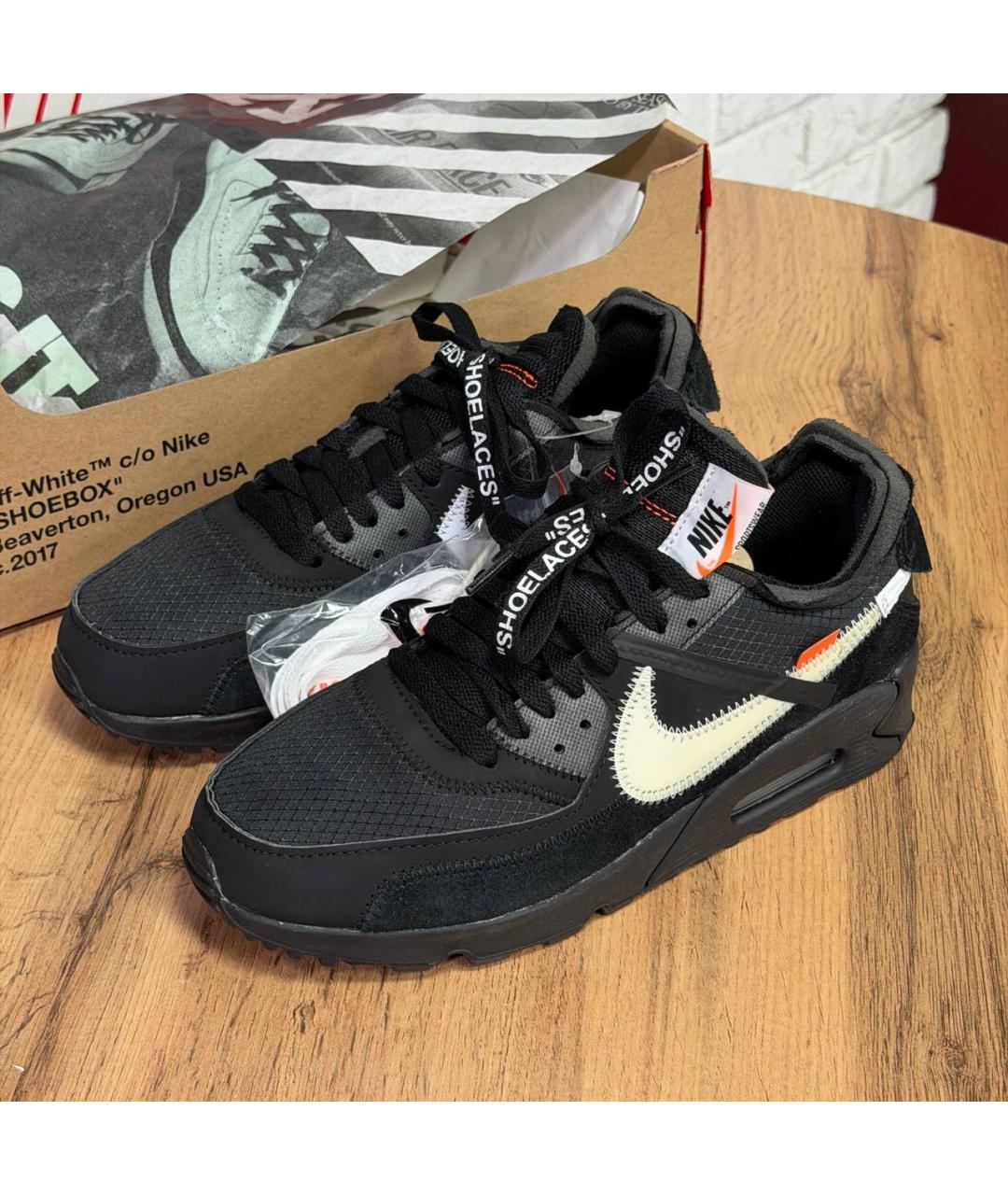 NIKE X OFF-WHITE Черные кожаные низкие кроссовки / кеды, фото 6