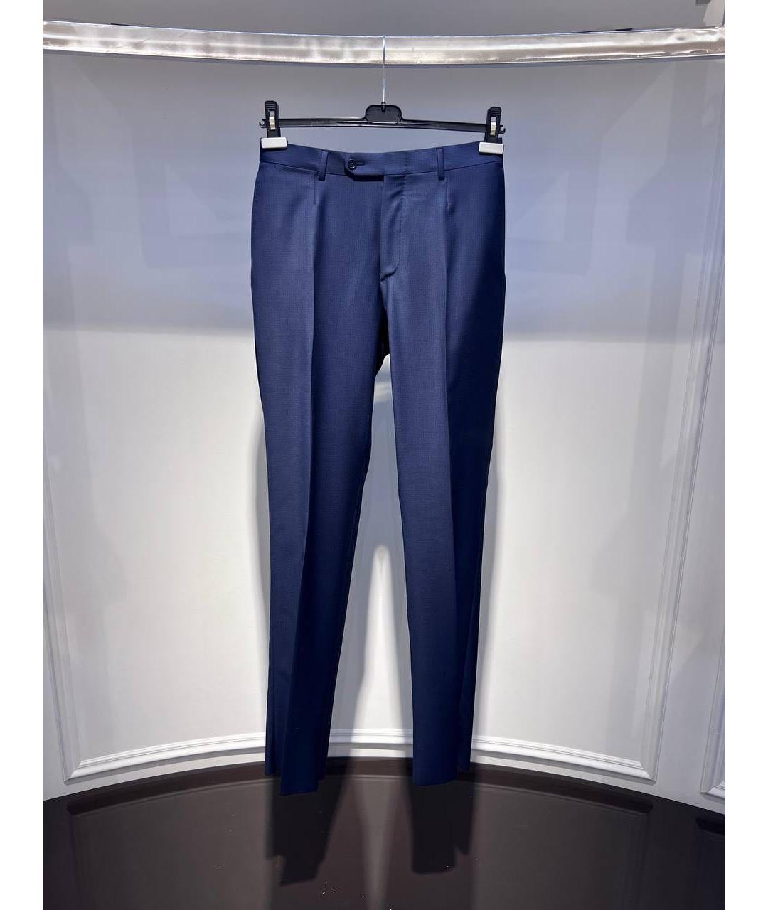 ZZEGNA Темно-синие шерстяные классические брюки, фото 4