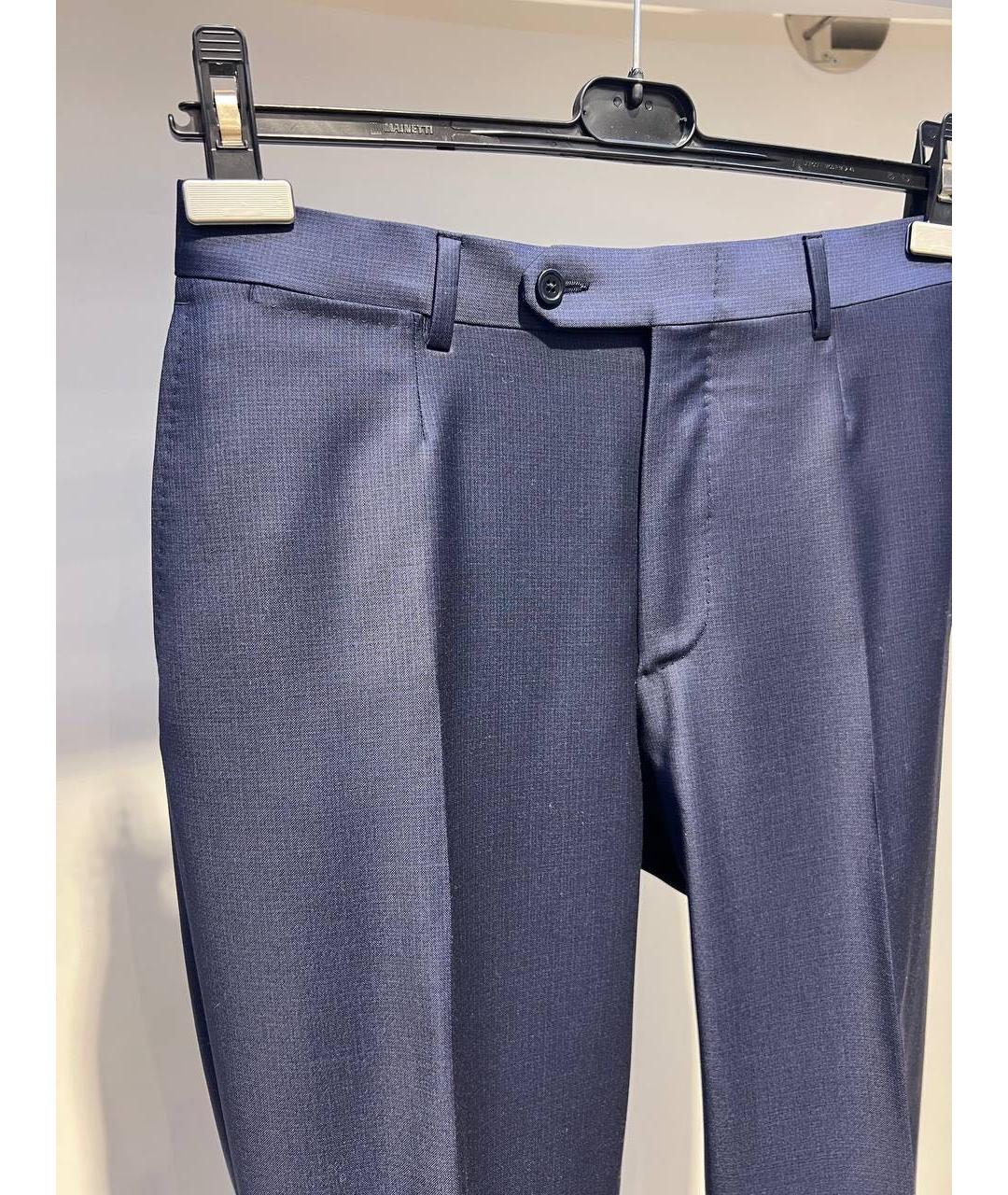 ZZEGNA Темно-синие шерстяные классические брюки, фото 3