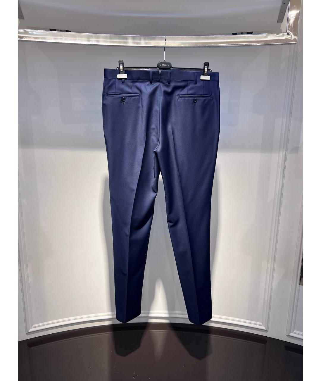 ZZEGNA Темно-синие шерстяные классические брюки, фото 2