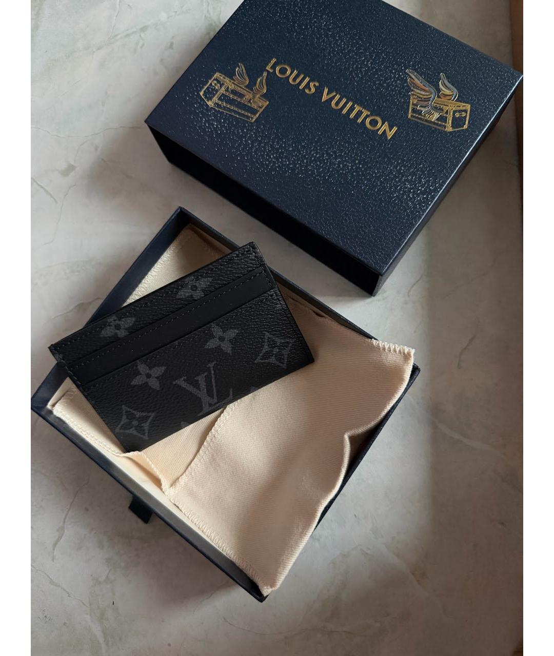 LOUIS VUITTON Антрацитовый кардхолдер из искусственной кожи, фото 3