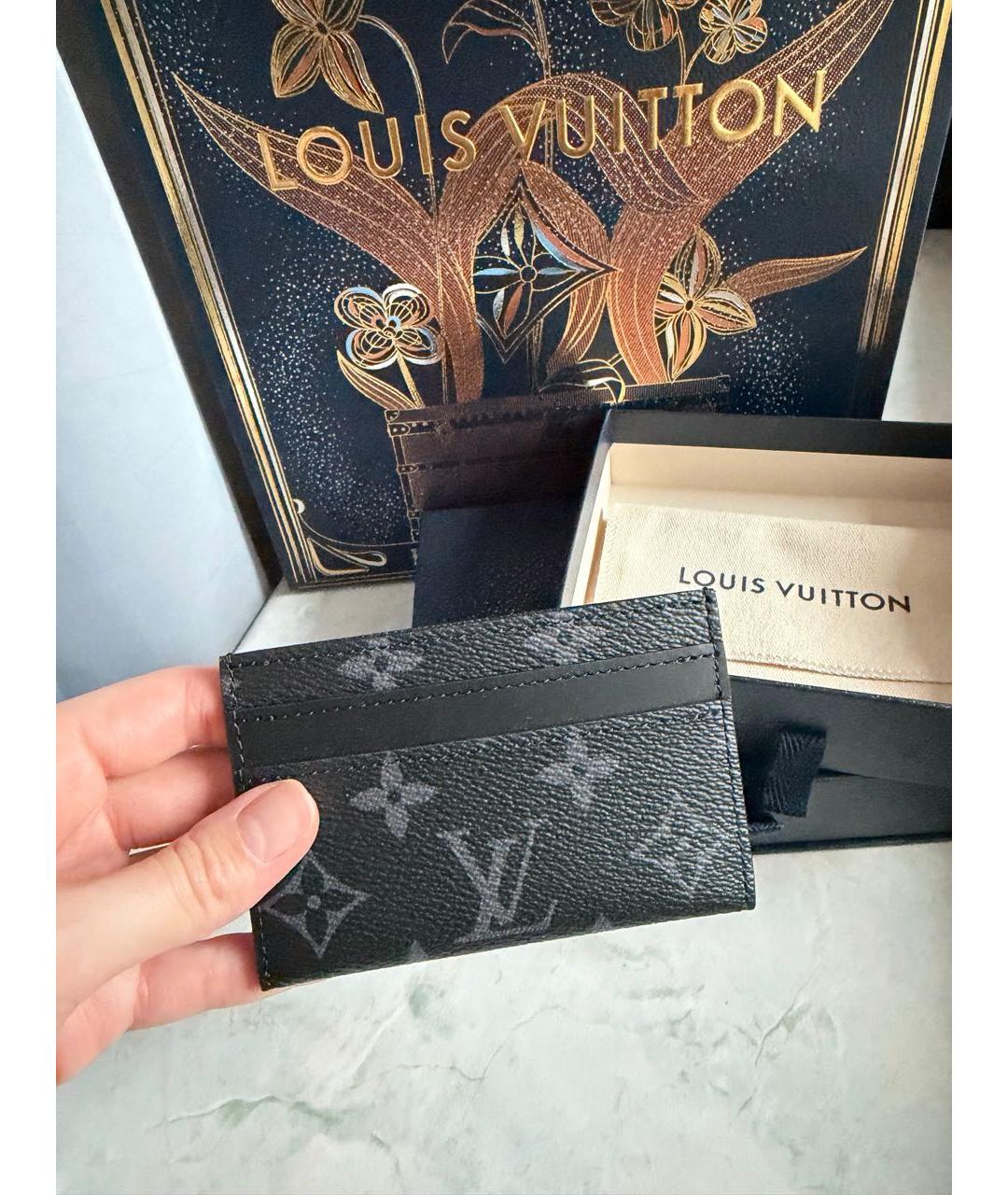 LOUIS VUITTON Антрацитовый кардхолдер из искусственной кожи, фото 4