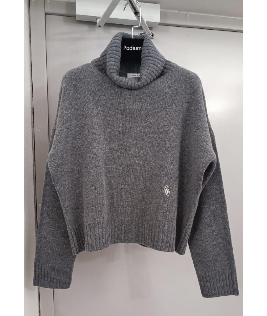 SPORTY AND RICH Серый шерстяной джемпер / свитер, фото 5